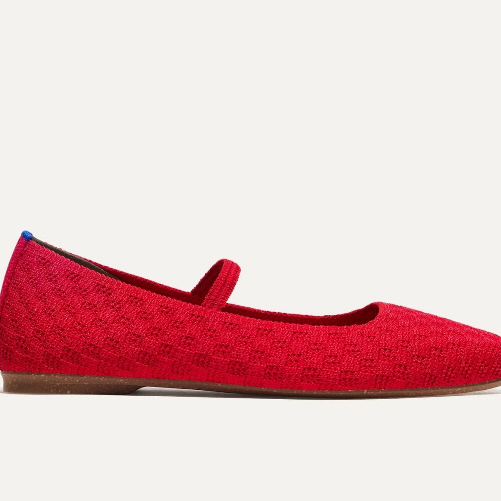 Rothys Max Square Mary Jane in Red crisp Basketweave - Picture 3 of 3